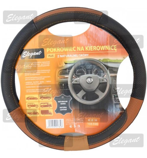 Чохол на кермо шкіра L (39-40 см) чорно-бежевий Elegant 105697, фото 1