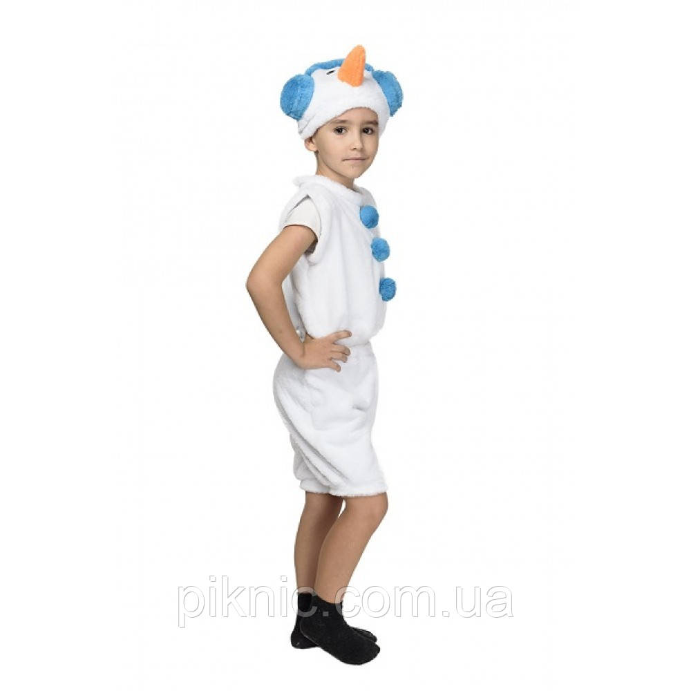 Детский карнавальный костюм Снеговика для мальчиков Снеговичок для детей 4,5,6 лет Голубой - фото 2 - id-p1077217544