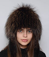 Стильная женская меховая шапка из меха чернобурки "Снопик-ушки" (Парик)