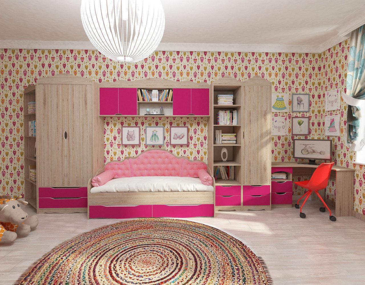 Дитяча кімната для дівчинки комплект мебелі у дитячу кімнату (без ліжка) Італія комплект №1