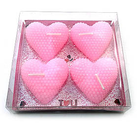 Свічки рожеві "Сердечка (4 шт) (11,5х11х2,5 см)A