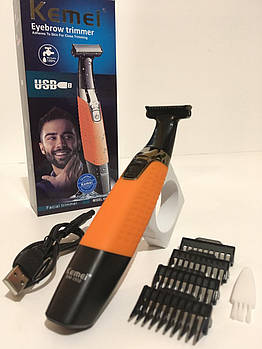 Бритва тример для чоловіків Kemei KM-1910 (USB 5V 1A) 4 насадки (40шт/яский)