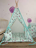 Вігвам "Панди на м'ятному" Повний набір із м'яким килимком і подушкою, фото 2