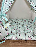 Вігвам "Панди на м'ятному" Повний набір із м'яким килимком і подушкою, фото 3