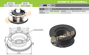 Диск гальмівний SCHMITZ KNORR SB7000 22.5" вент. ( FRENKA ) 98.014.070