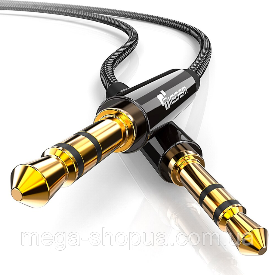Аудіо кабель Tiegem Premium AUX mini Jack 3.5мм – 3.5мм для навушників, колонок 3.5mm to 3.5mm 1 метр QW11F
