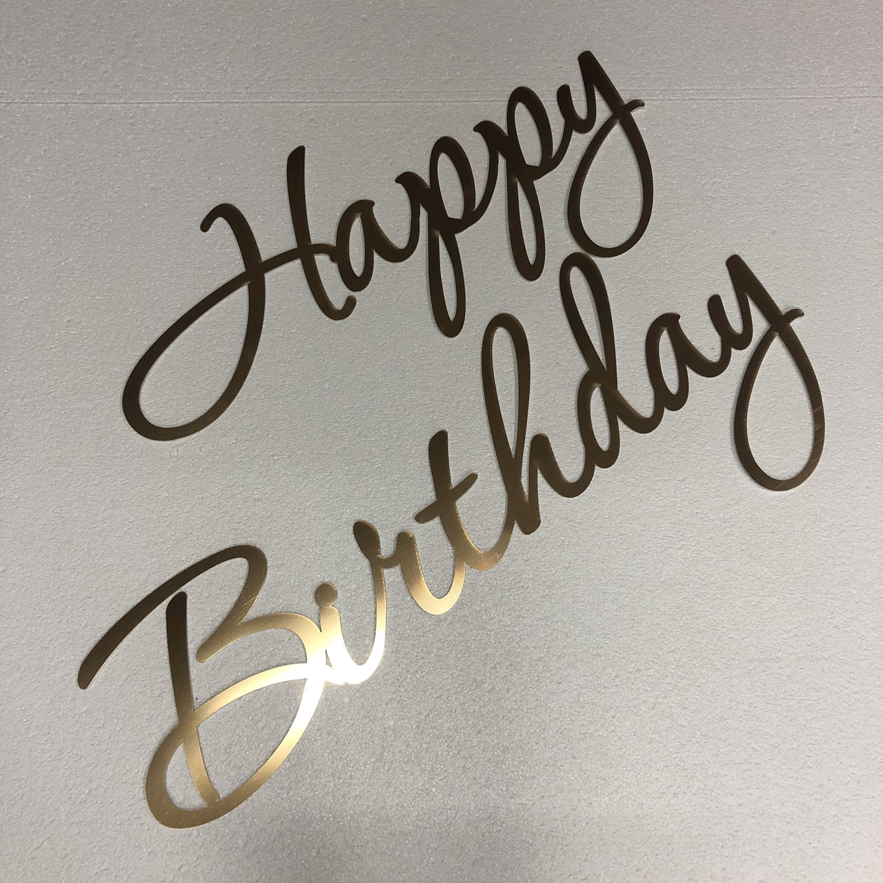 Напис Happy Birthday Manific Decor із дзеркального пластику на стіну для фотозони Золота 125*28 см