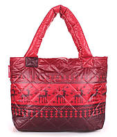 Дутая болоньевая женская сумка Poolparty с оленями (красная), фото 1