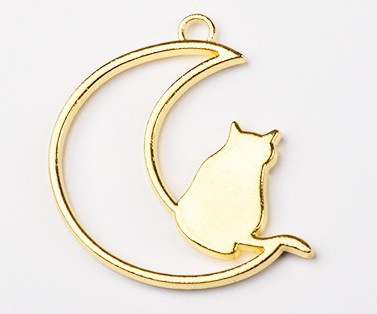 Форма (рамка, підвіска) для епоксидної смоли, Місяць і кіт, фото 1