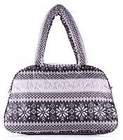 Дута болоньяна жіноча сумка-саквояж Poolparty з зимовим візерунком (сіра)