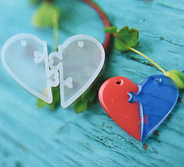 Силіконовий молд, форма, Дві половинки серця