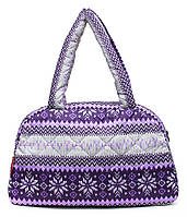 Дута болоньяна жіноча сумка-саквояж Poolparty з зимовим візерунком (фіолетова)