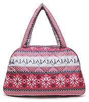 Дута болоньяна жіноча сумка-саквояж Poolparty з зимовим візерунком (червона)