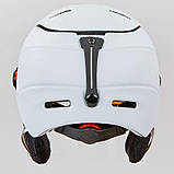 Гірськолижний шолом з визором та механізмом регулювання (PC, p-p M білий), фото 8