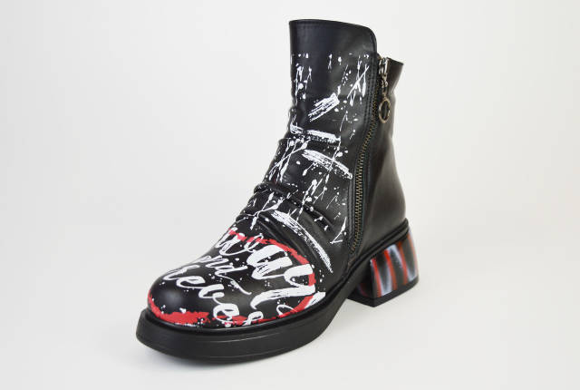 Черевики шкіряні з принтом Evromoda 1421900, фото 1