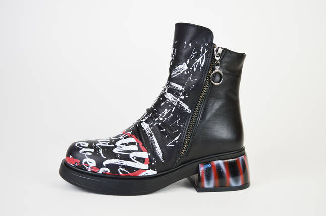 Черевики шкіряні з принтом Evromoda 1421900, фото 2