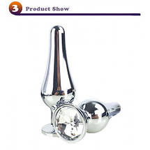 Анальна пробка S 3.2 см для новачків метал з каменем Donald, фото 3