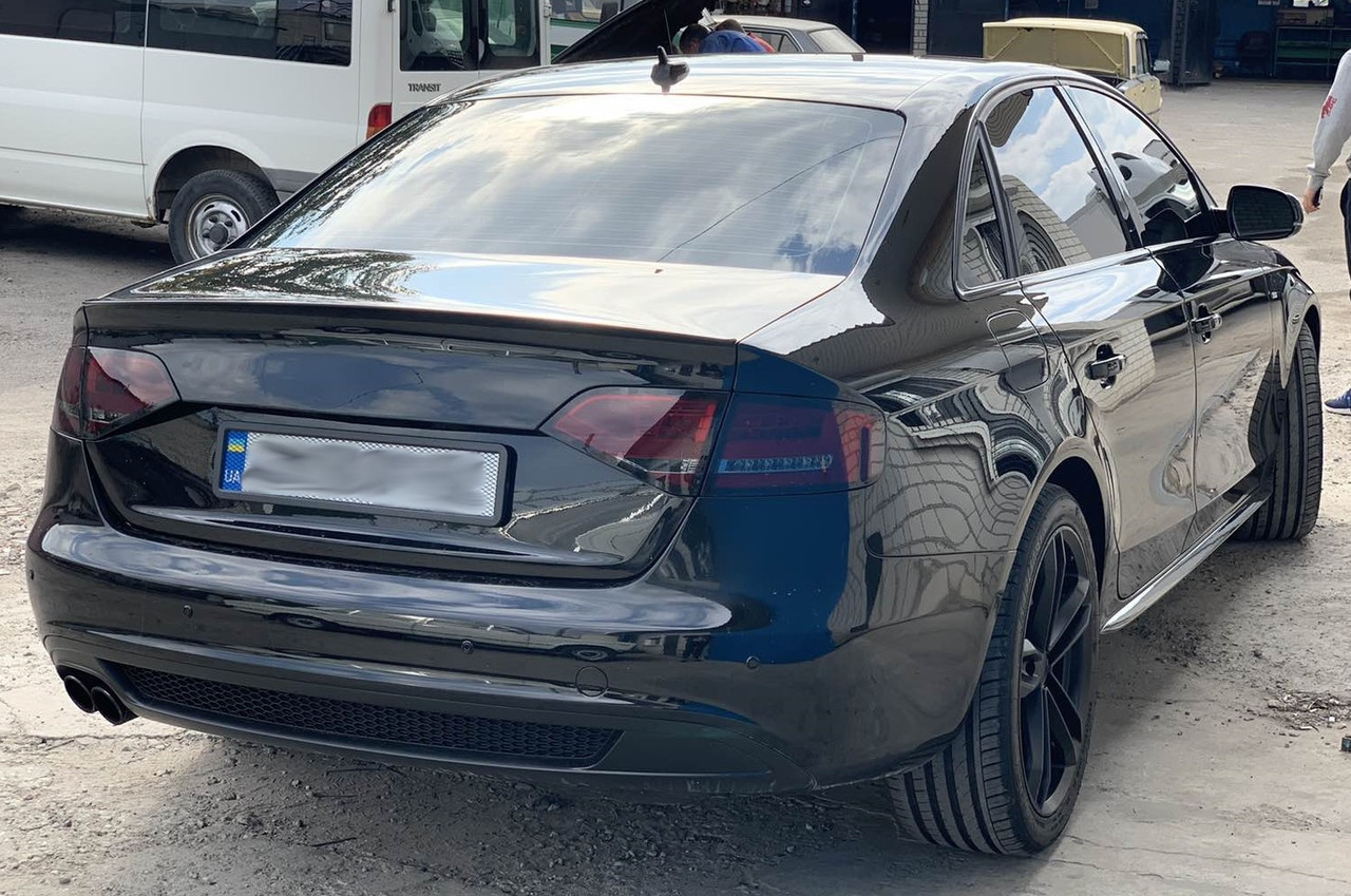 Дифузор Audi A4 B8 (07-11) тюнінг спідниця заднього бампера-стиль S-line (з одним вирізом)