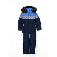 Зимний комбинезон для мальчика Сити синий 86,92,98см Куртка и полукомбинезон на овчине