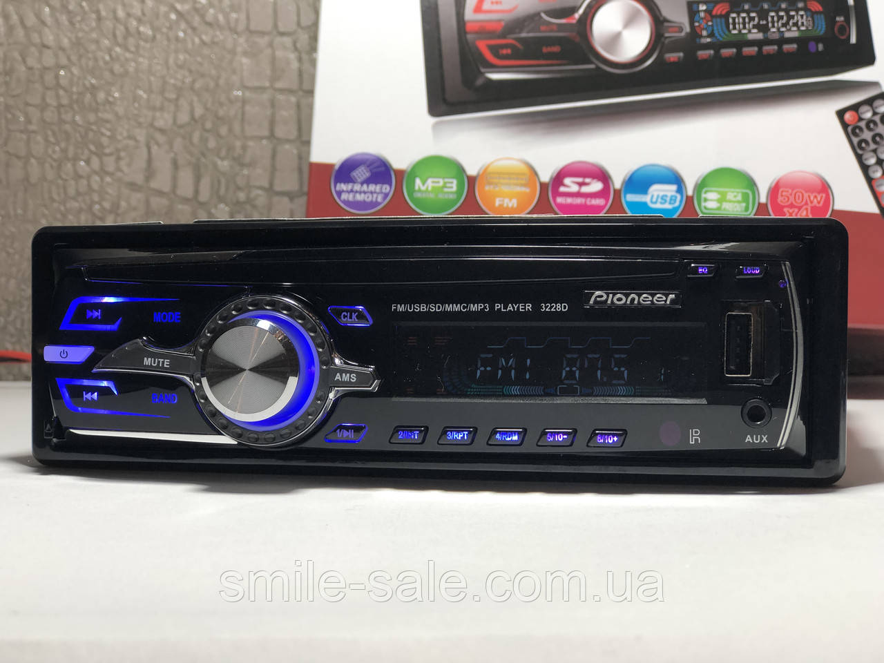 Автомагнітола Pioneer 3228D USB,SD+FM Супер Звук знімна панель