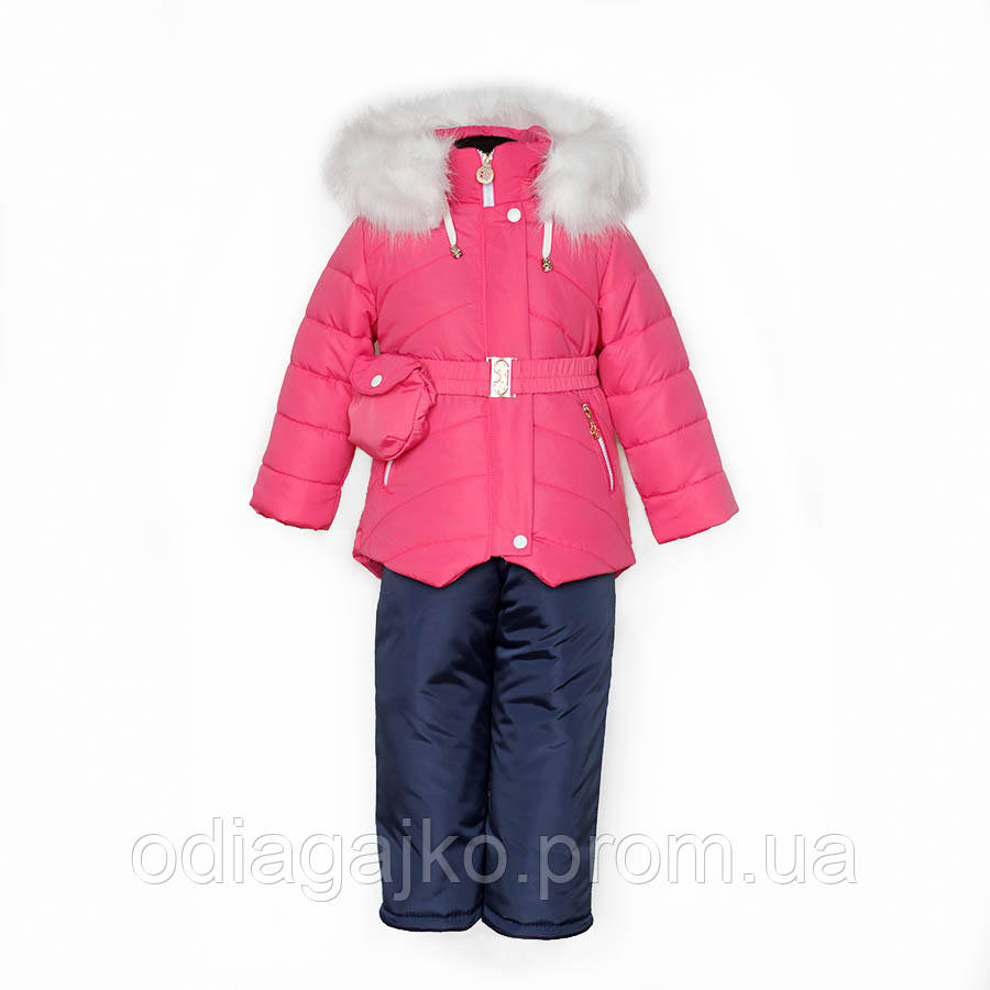 Комплект дитячий для дівчинки Дюймівочка рожево-синій зима комбінезон +куртка 86,92,98 см на овчині