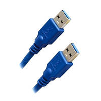 Шнур USB (шт.A- шт.А), version 3,0, диам.-5,5мм, 1,5м, синий