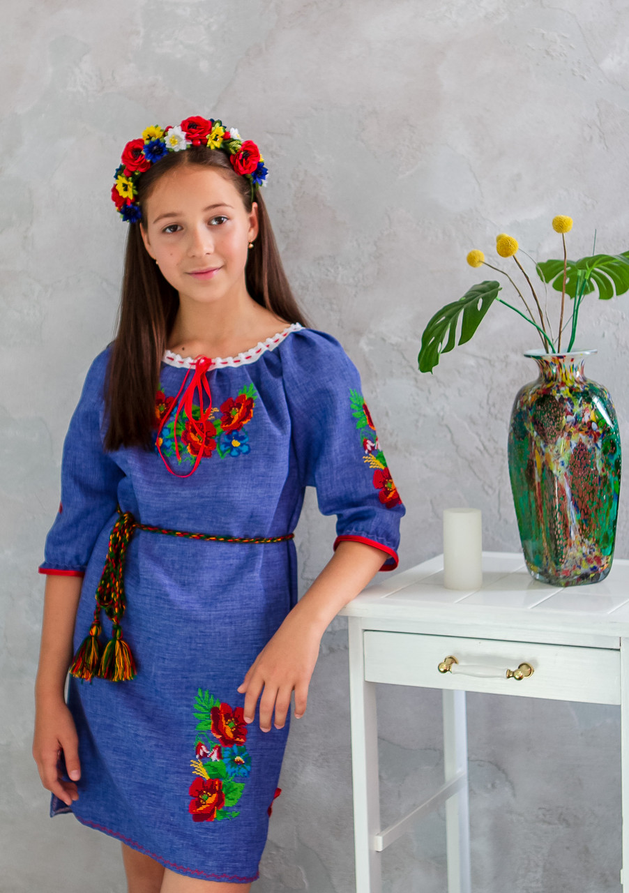 Плаття для дівчинки Маки джинс синє, фото 1