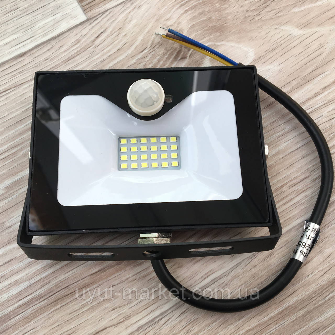 Прожектор світлодіодний із датчиком руху 20 Вт, 6500 K LMPS25 чорний, фото 1