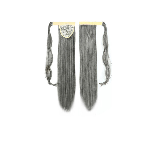 Хвіст шиньйон XR Hair Сірий-білий 55 см XR-524