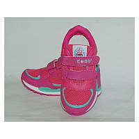 Кроссовки для девочки, Спортивная обувь, липучка, розовые, легкие 17.5 и 16см