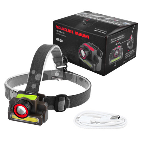 Ліхтар налобний Police 8808/6908-XPE+COB, вбудований акумулятор, ЗУ microUSB, zoom, фото 1