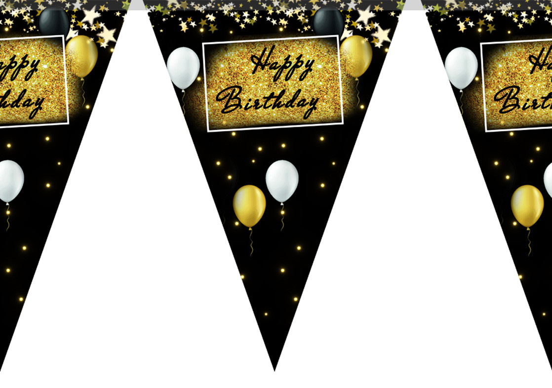 Гірлянди паперові "HAPPY BIRTHDAY BLACK"