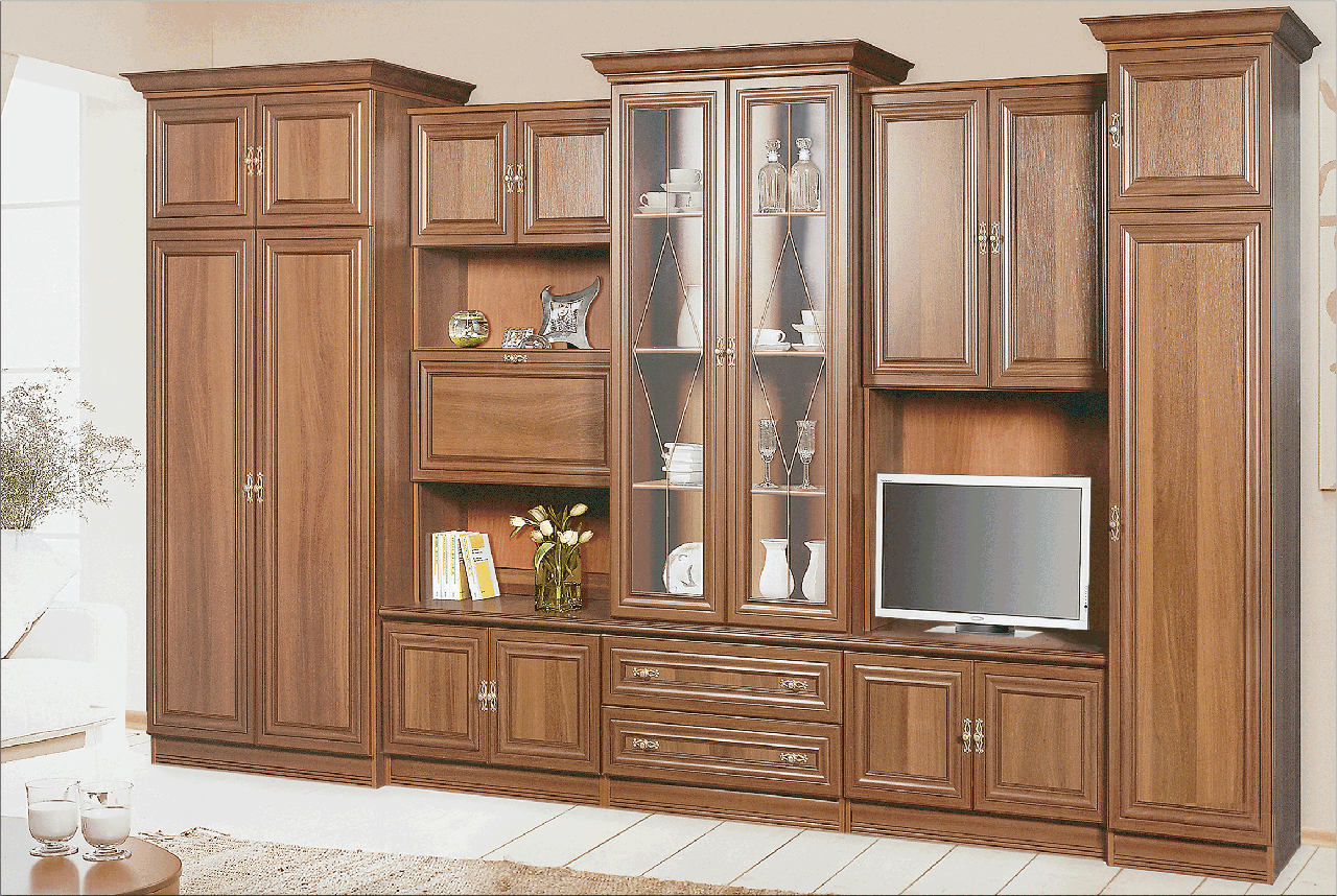 Стінка для вітальні (стінка, вітальня) ДСП/МДФ Полонез Скай, фото 1