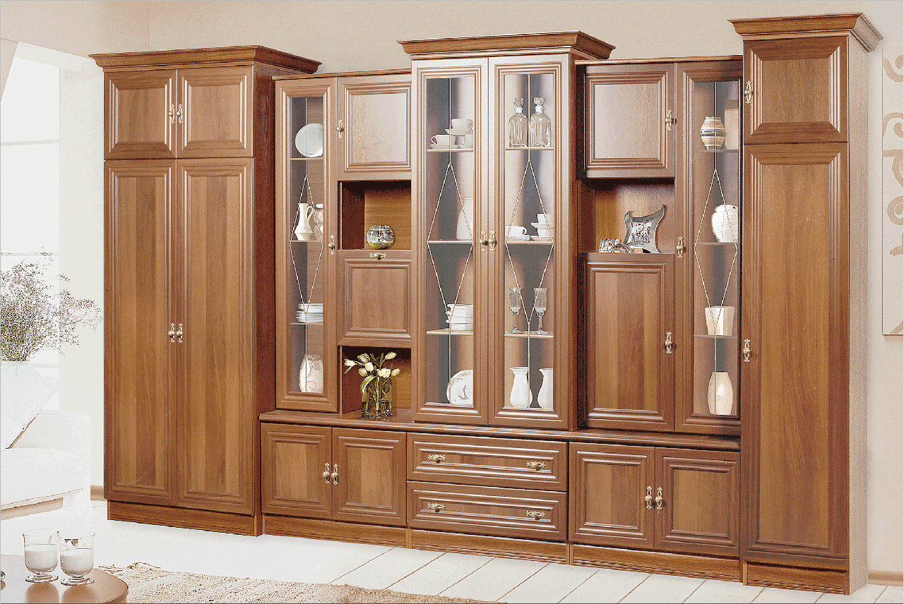 Стінка для вітальні (стінка, вітальня) ДСП/МДФ Полонез Версія Скай, фото 1