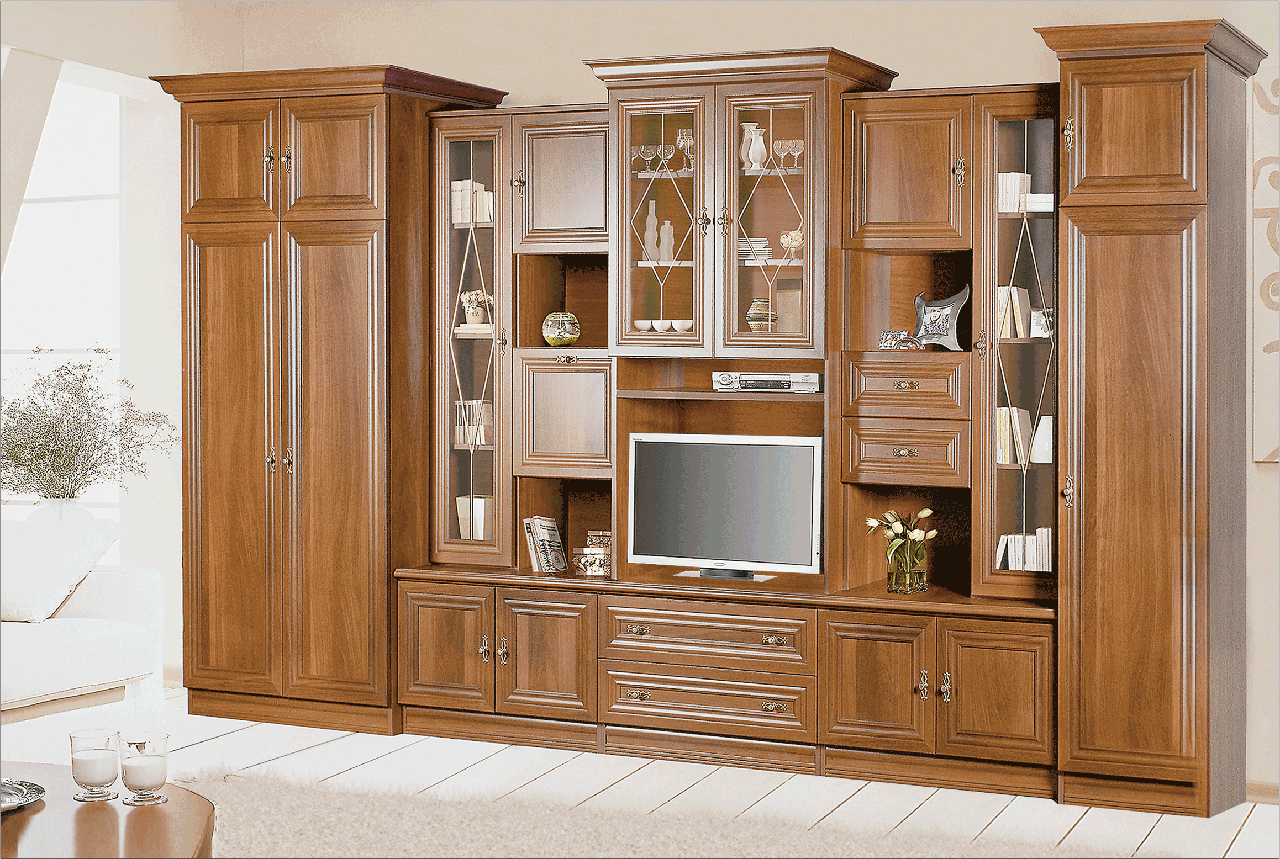 Стінка для вітальні (стенка, гостиная) ДСП/МДФ Полонез Версія ТВ Скай, фото 1