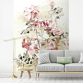 Флізелінові фото шпалери квіти 184х254 см Косми пастельних тонів (13023V4A)+клей