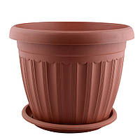 Вазон пластмасовий з піддоном 23х29,5х29,5 см вн 23х27х27 см коричневий (41014.001)