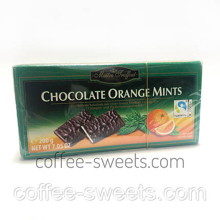 Шоколад Maitre Truffout м'ятні з апельсином Chocolate Orange Mints 200g, фото 1