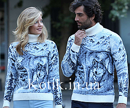 Сімейні светри Вовки Чоловічі, Білий воріт