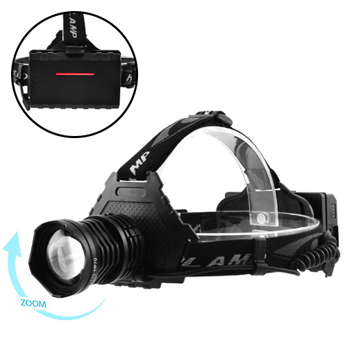 Ліхтар налобний T70Pro-HP90, ЗП micro USB, 3x18650, signal light, zoom, power bank