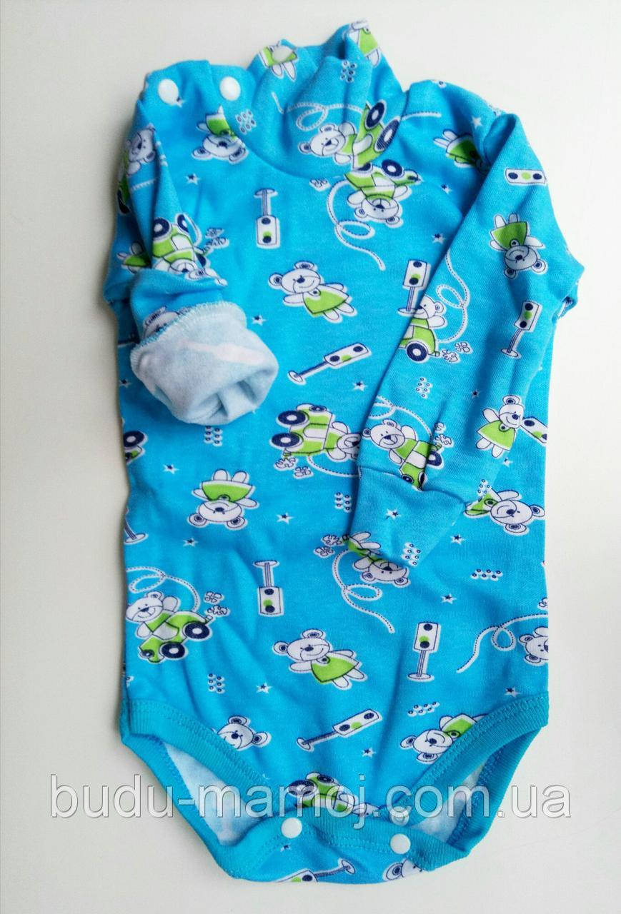 Дитячі теплі трикотажні боді з начосом 74 розмір