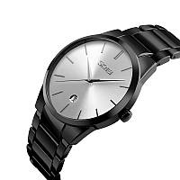 Мужские наручные часы Skmei 9140 черные с серебристым циферблатом