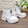 Черевики жіночі білі шкіряні спортивного стилю, фото 3