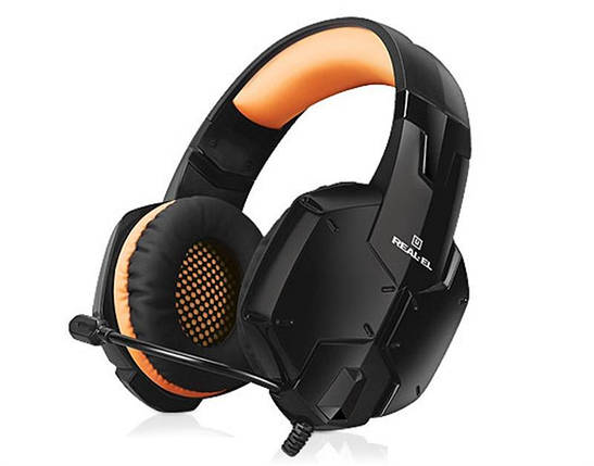 Навушники гарнітура накладні REAL-EL GDX-7700 Black/Orange, фото 1