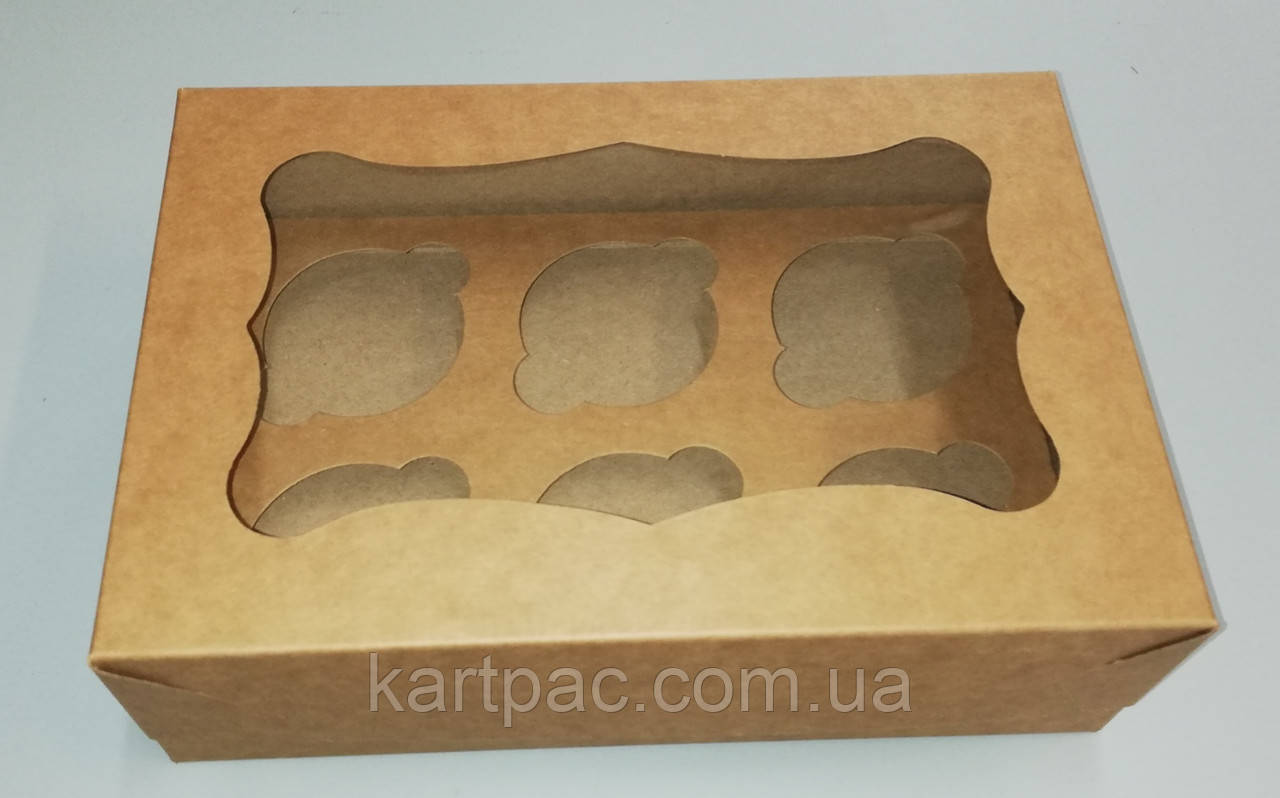 Коробка для пряників із прозорою кришкою бура 250*170*80