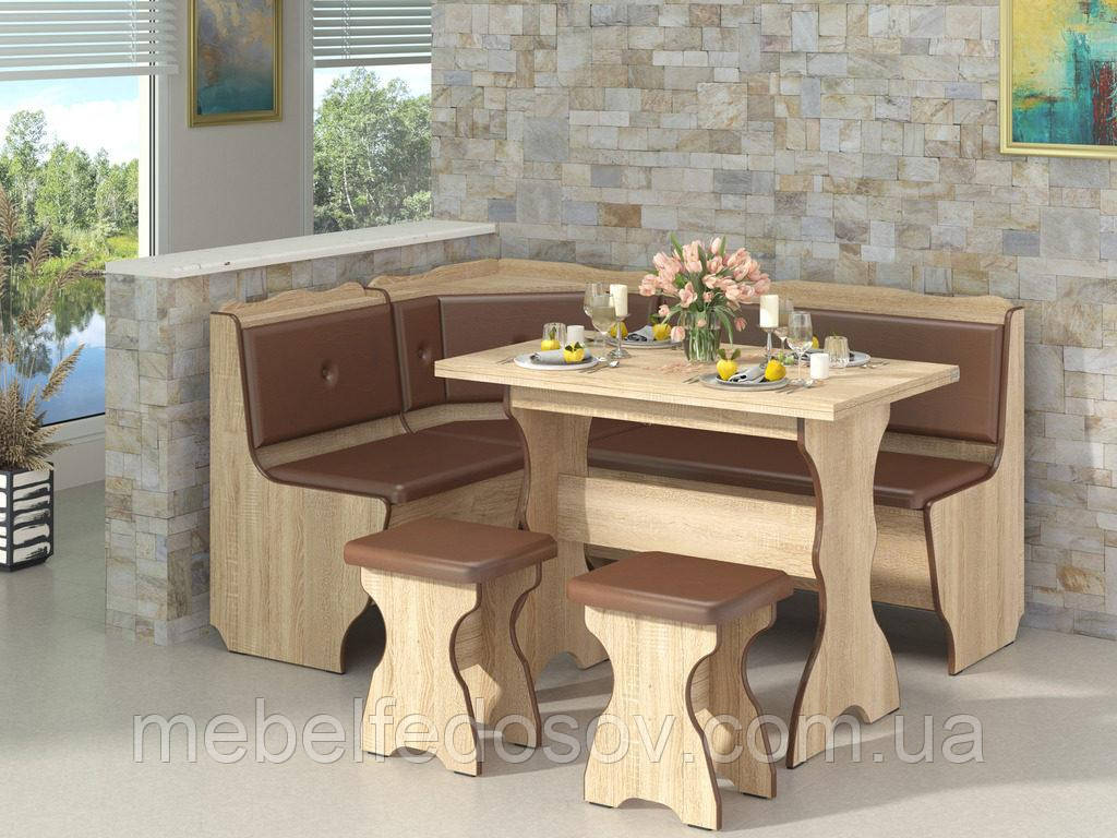 Кухонний куточок з нерозкладним столом Президент (Пєхотін) 1600х1200х850мм, фото 1