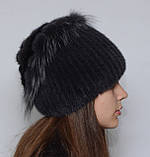 Норкова шапка жіноча на плетеній основі "Петлі", фото 2