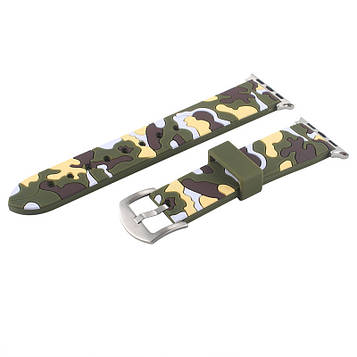 Ремінець для годинника Apple Watch 42 мм 44 мм силіконовий з пряжкою, Camouflage with yellow