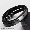 Чоловічий шкіряний браслет плетений, браслет зі шкіри, чорний сталевий, фото 4