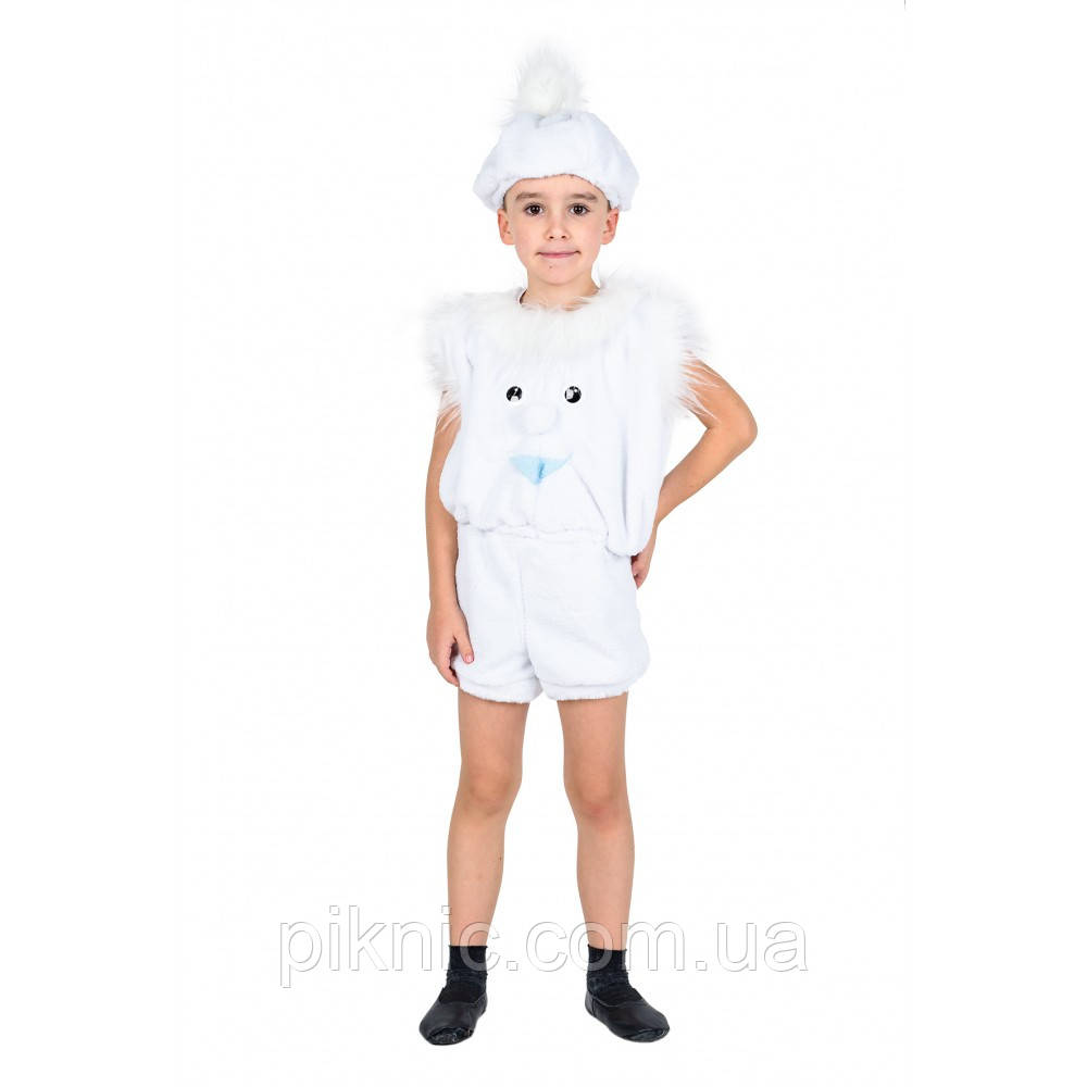 Костюм Сніжок для дітей 3,4,5,6,7 років. Дитячий новорічний костюм Сніг Пушок